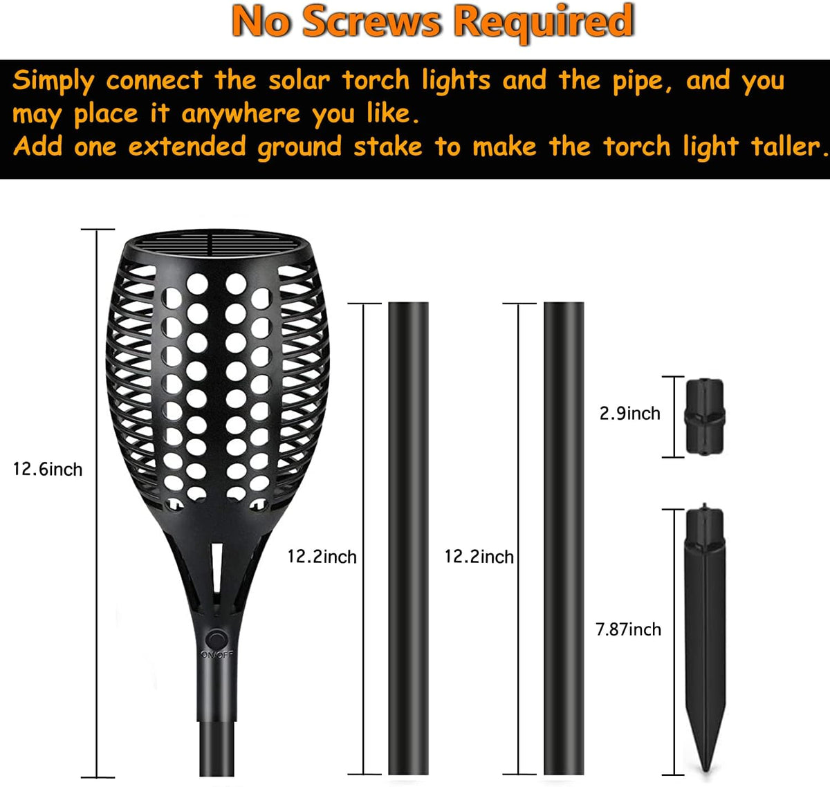 Solar Torch Lights, Waterproof Outdoor Dancing Flames Garden Lights, 43 96 LED R71587