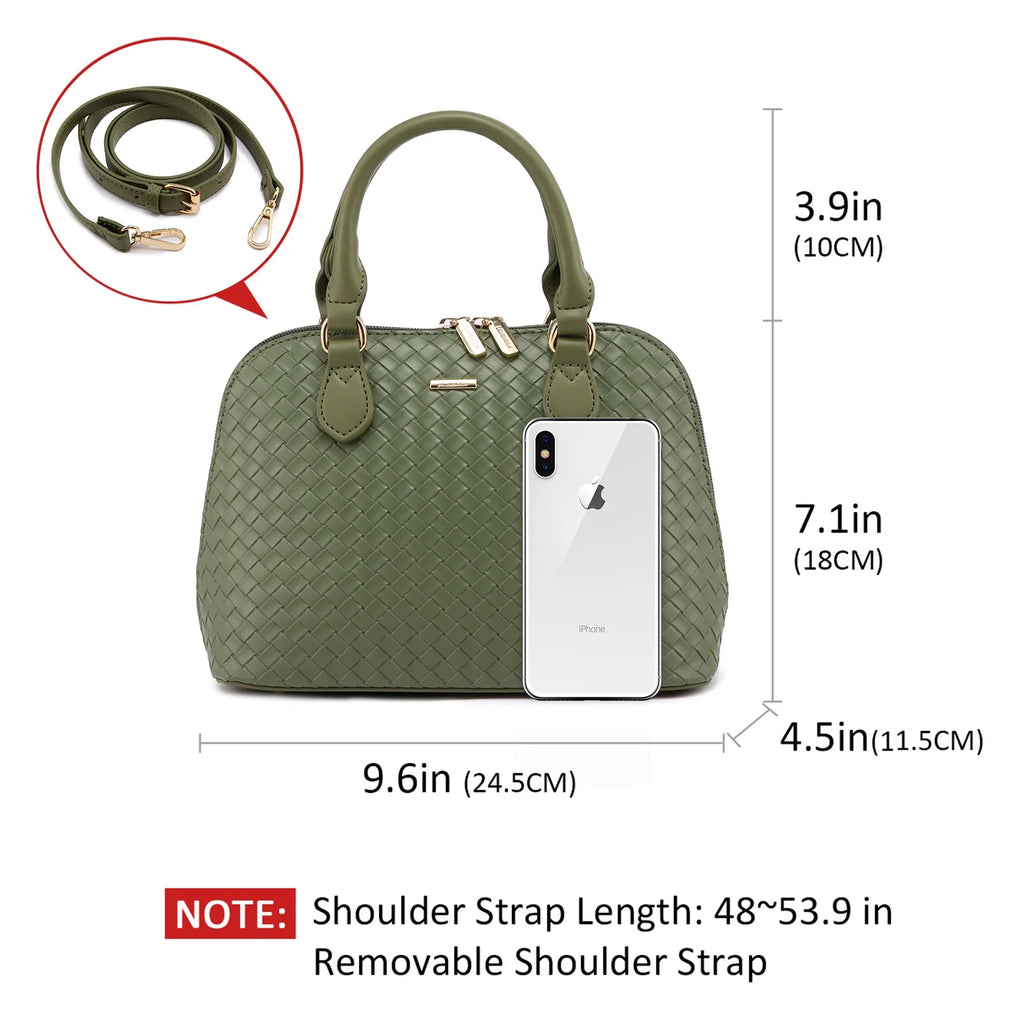 Dome Satchel Handbags with Double Zipper H437