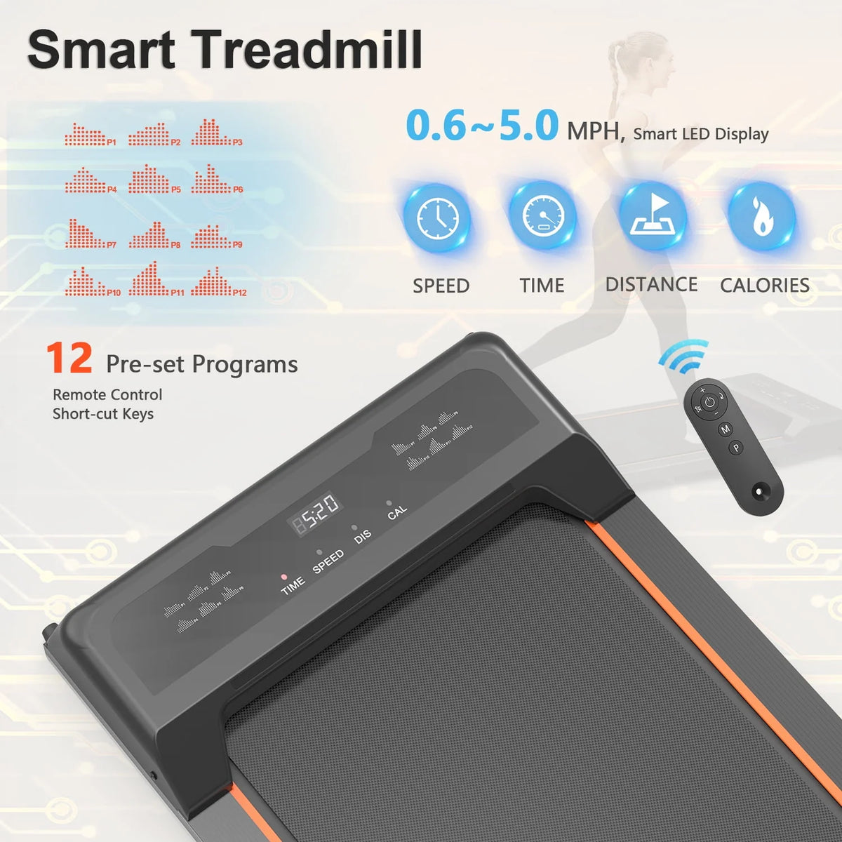 Portable Treadmill with LED Display and Remote Control N42328