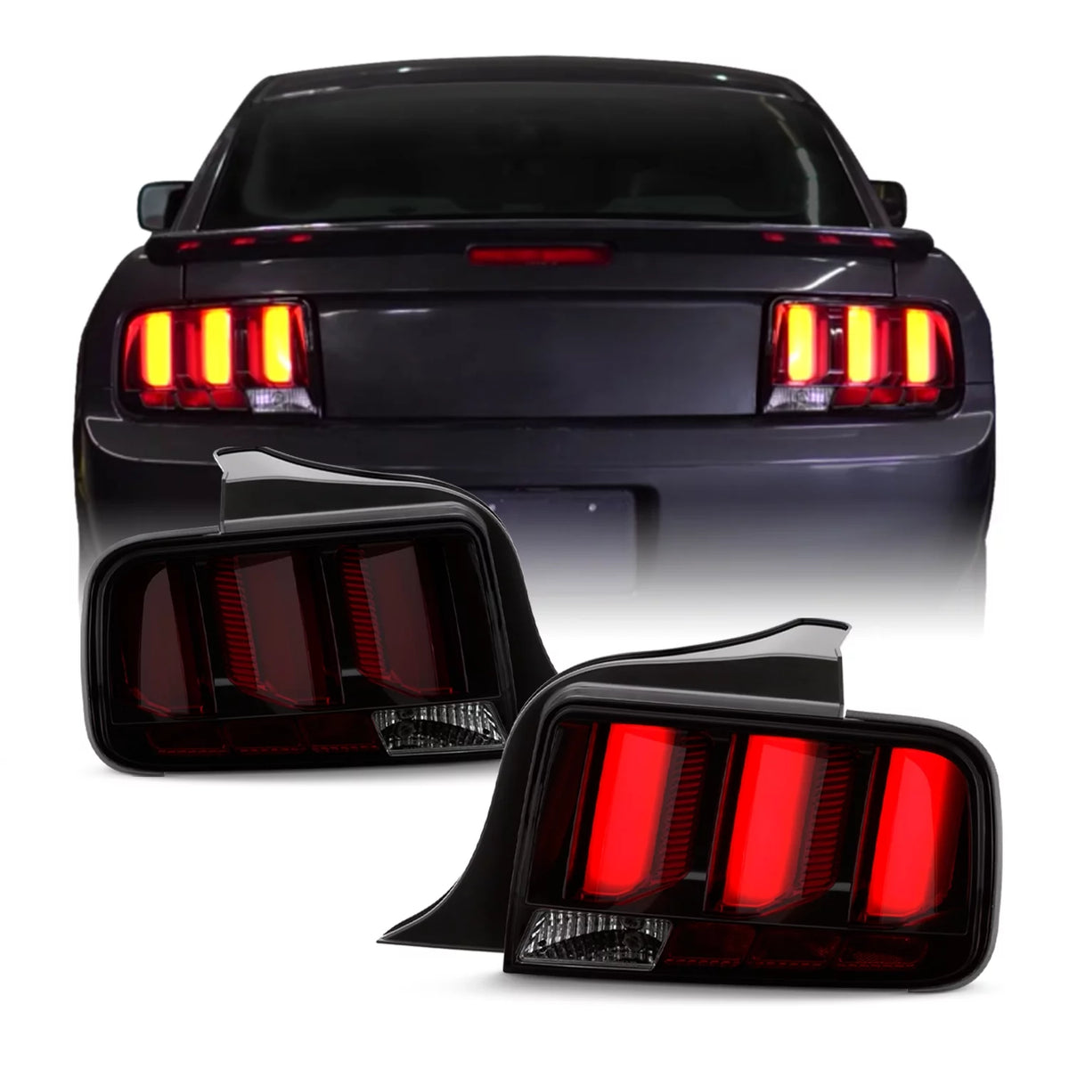 Chrome Smoked LED Tail Lamp Brake Lights Pair Left + Right J956097