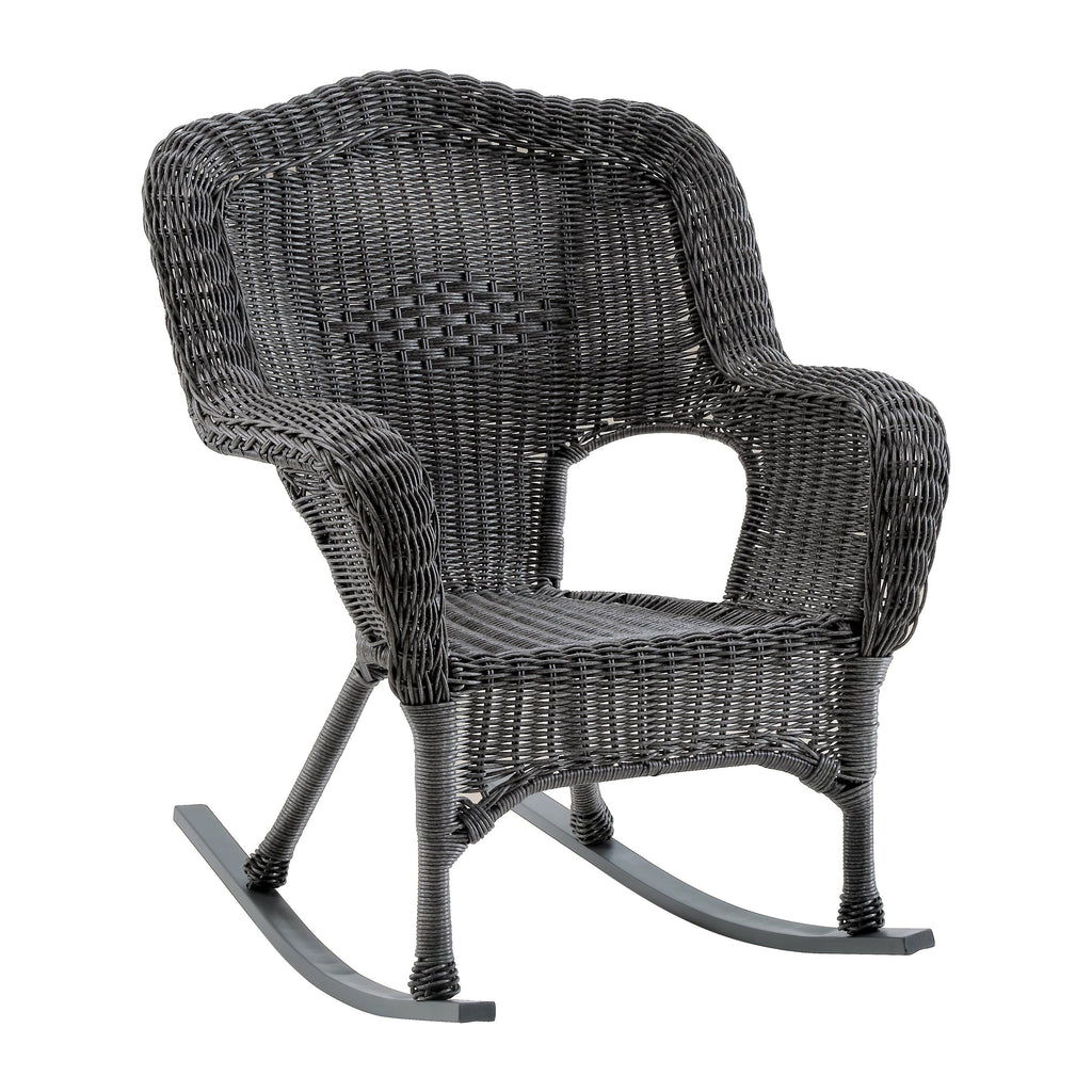 Weathered Grey Resin Wicker Porch Rocker D6689