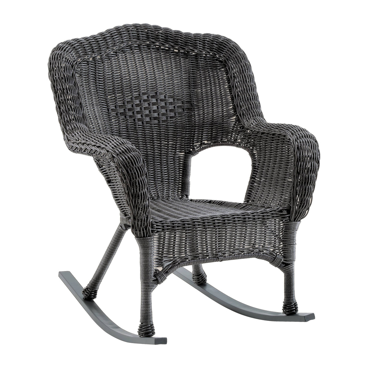 Weathered Grey Resin Wicker Porch Rocker D6689