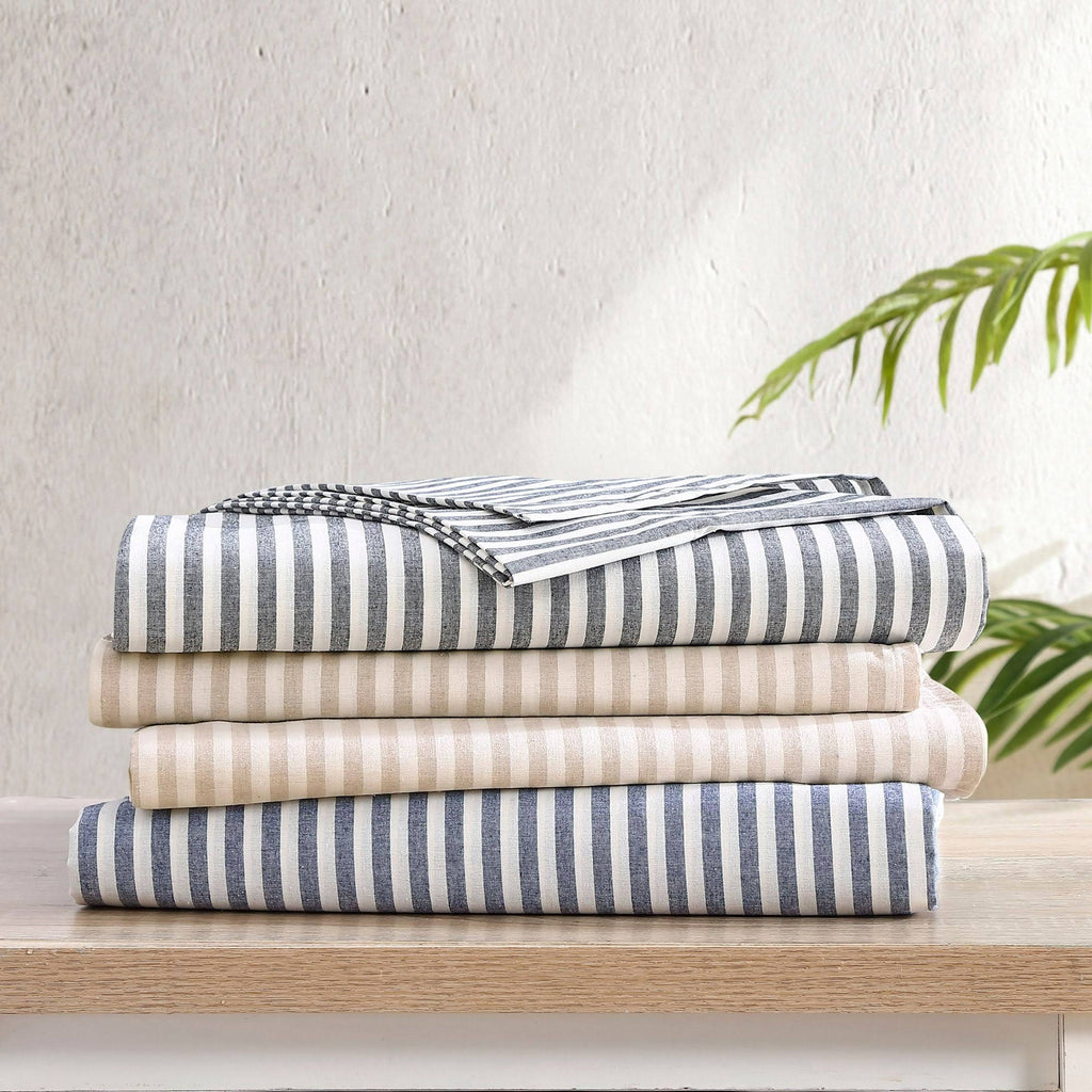 Grey Striped Percale Twin Sheet Set C9770