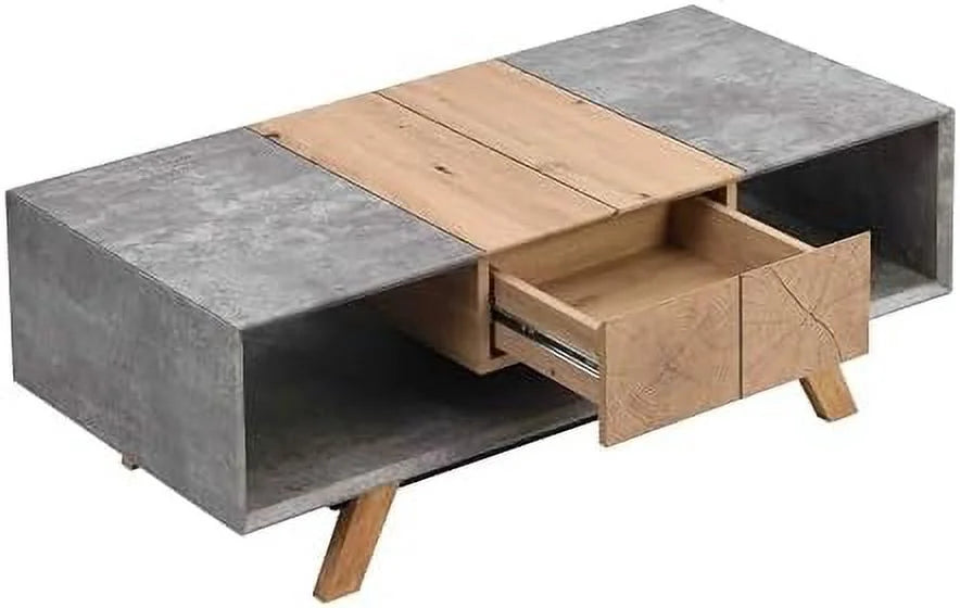 Chinese Style Faux Rattan Double-Layer Solid Wood Coffee Table Q1879