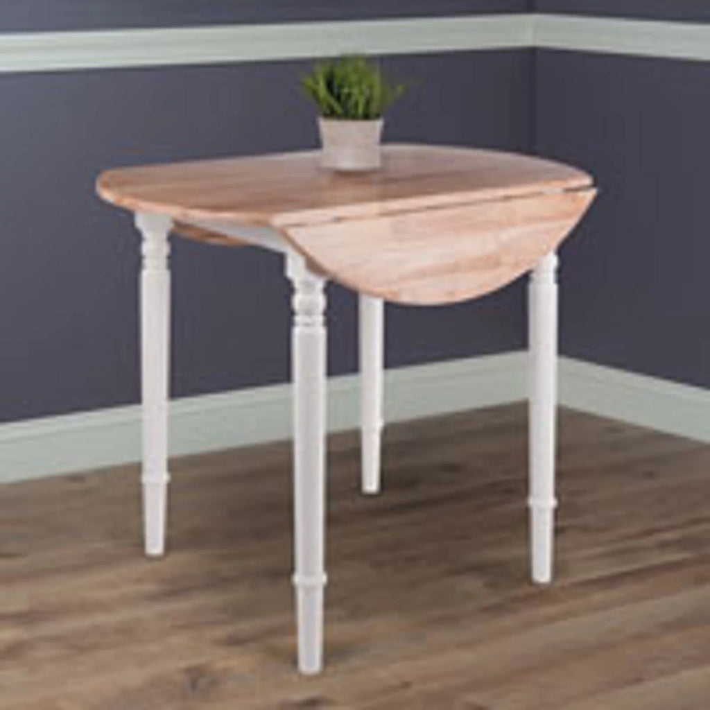 Beige and White Round Drop Leaf Table W89386