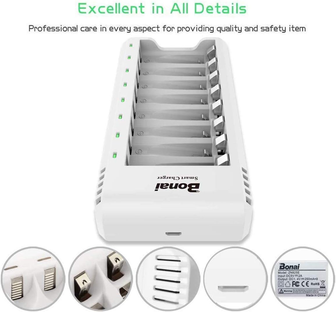 AA Rechargeable Batteries with Charger 8 Pack 2800mAh Ni-MH AA Set H273743