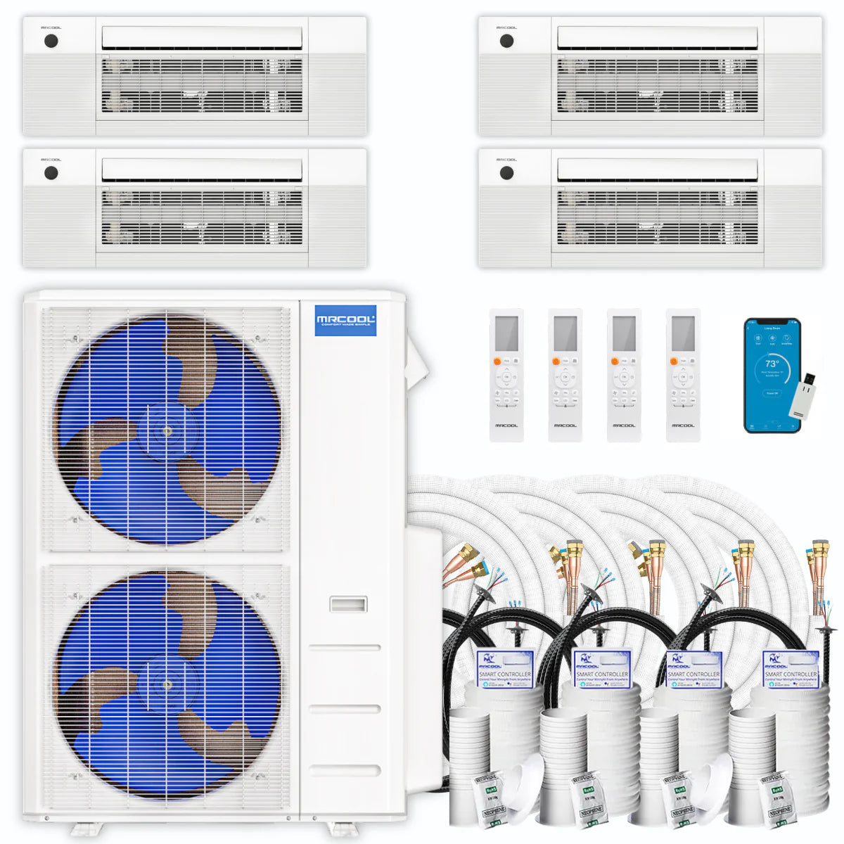 45,000 BTU 4 Zone Ceiling Cassette Ductless Air Conditioner and Heat Pump U969989