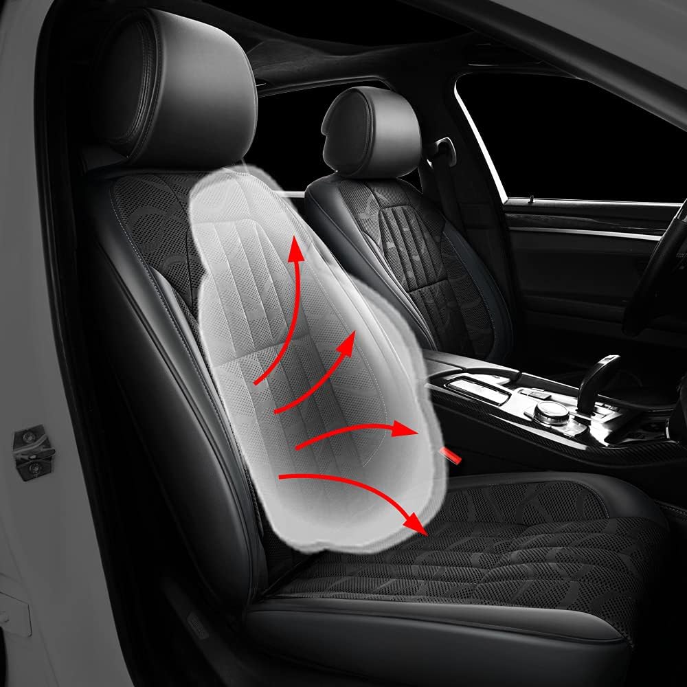 Faux Leather Car Seat Covers Full Set Black P655