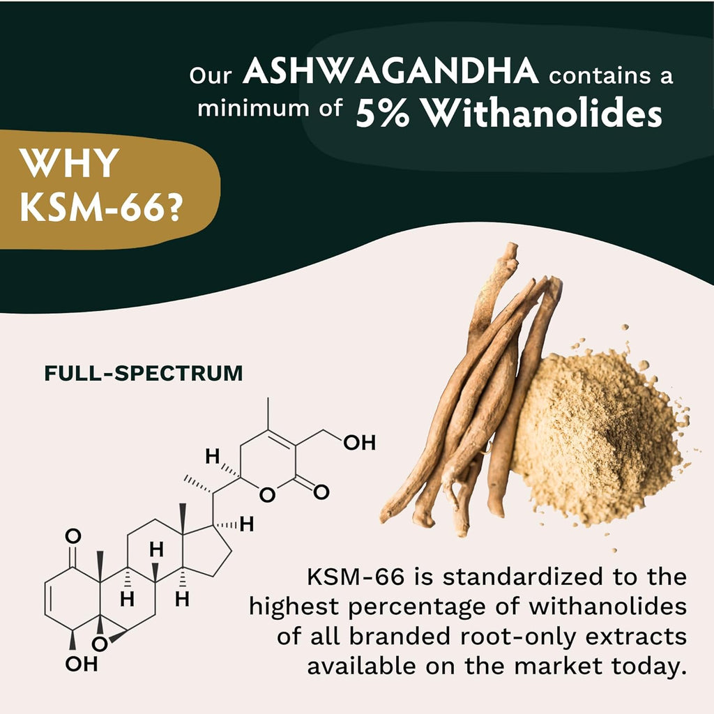 Ashwagandha Organic Root Powder Extract Supplement 600mg 120 Capsules V8652