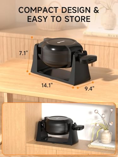Black 1400W Double Belgian Waffle Iron Nonstick X782