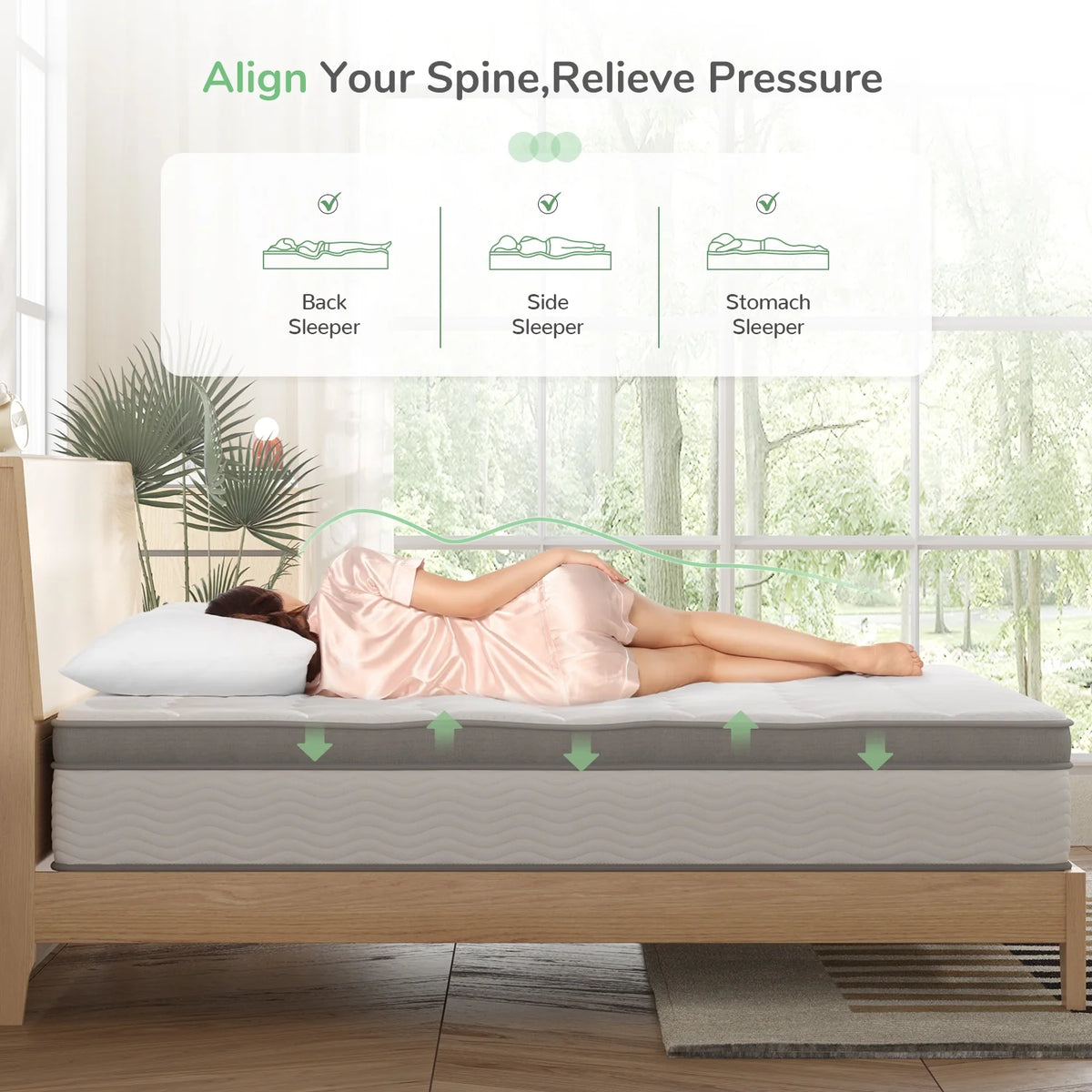 Queen Size Memory Foam Pocket Spring Hybrid Mattress V554