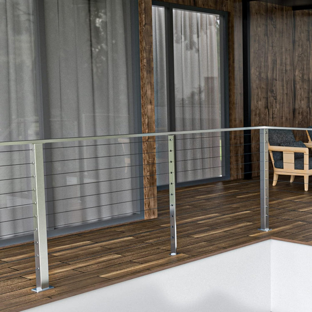Stainless Steel Brushed Cable Railing Post J7623