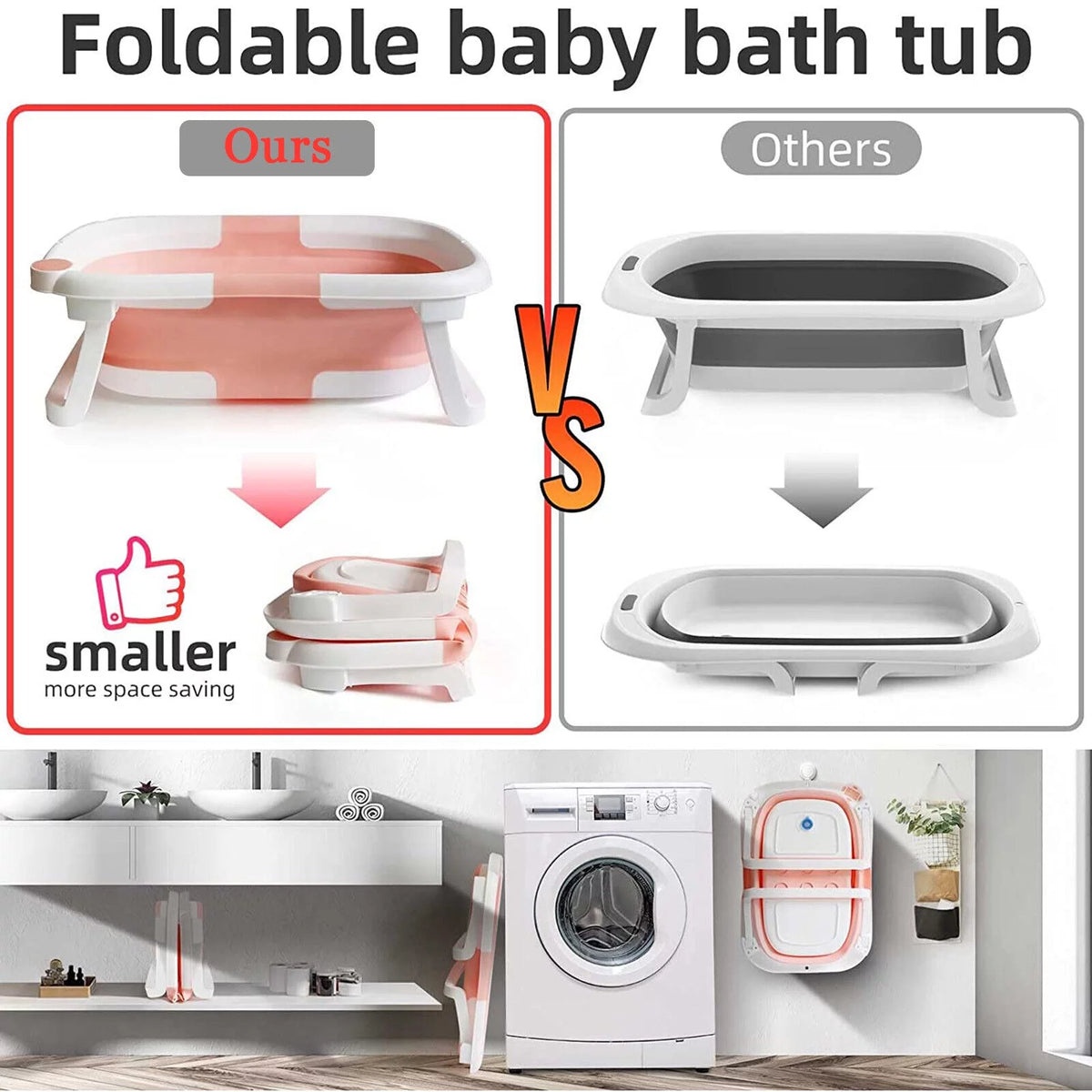 Collapsible Baby Bathtub with Thermometer U663