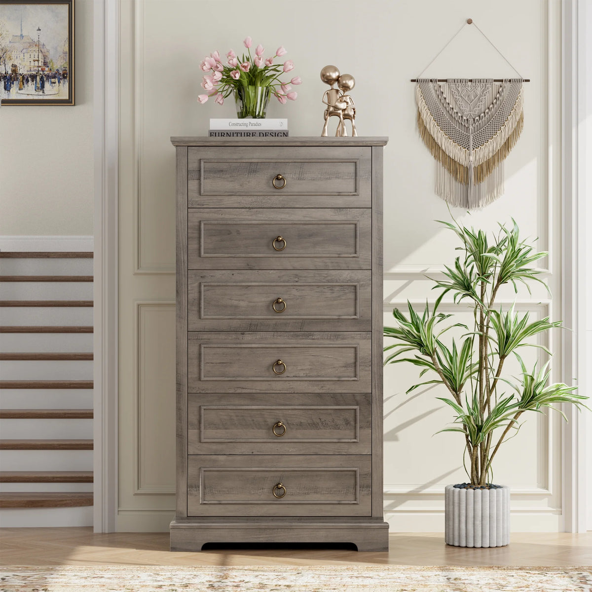White 6 Drawer Wood Dresser G70973