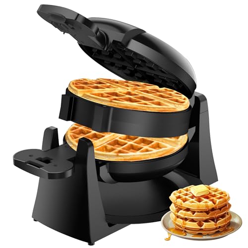 Black 1400W Double Belgian Waffle Iron Nonstick X782