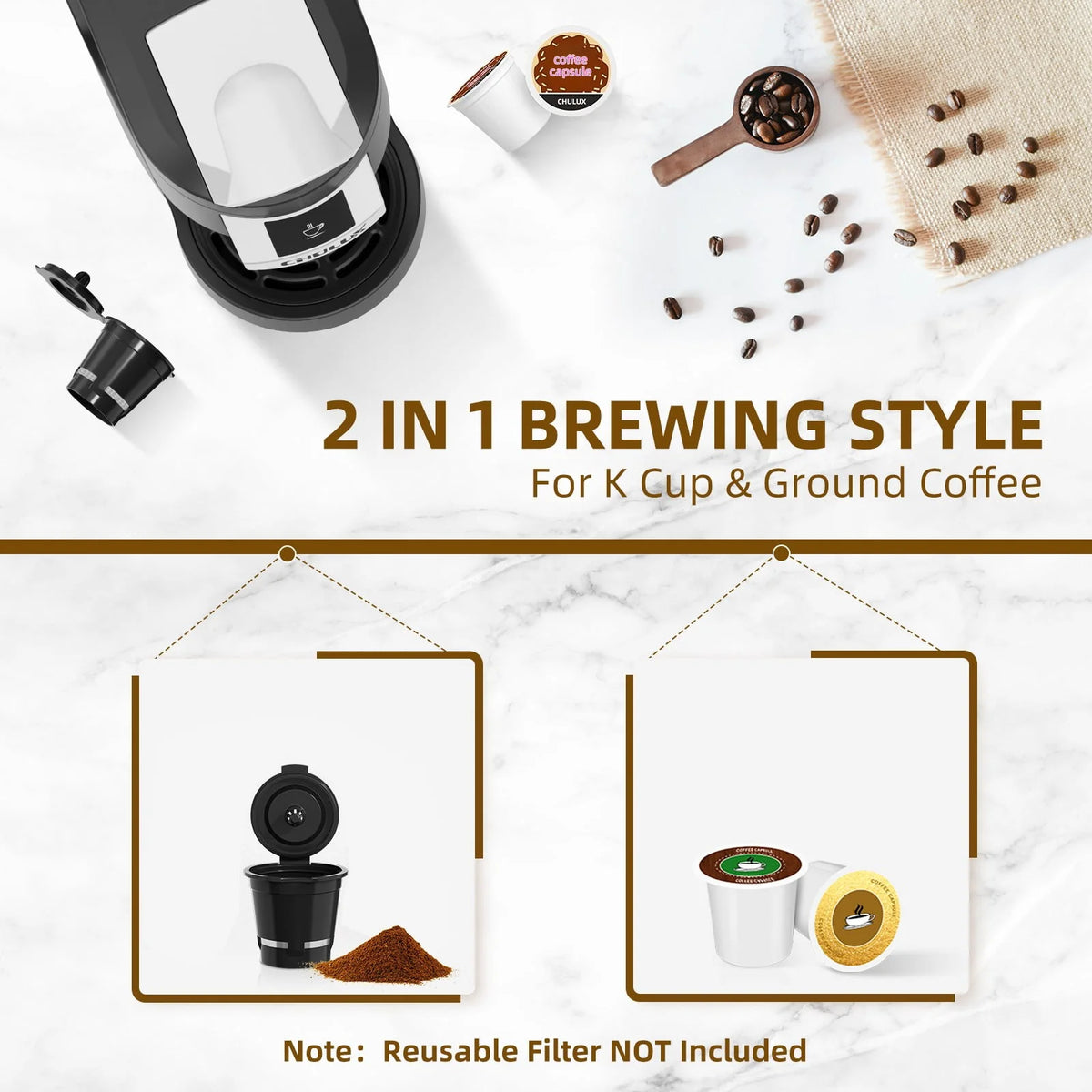 Single Serve Coffee Maker for K Cup & Ground Coffee Y172928