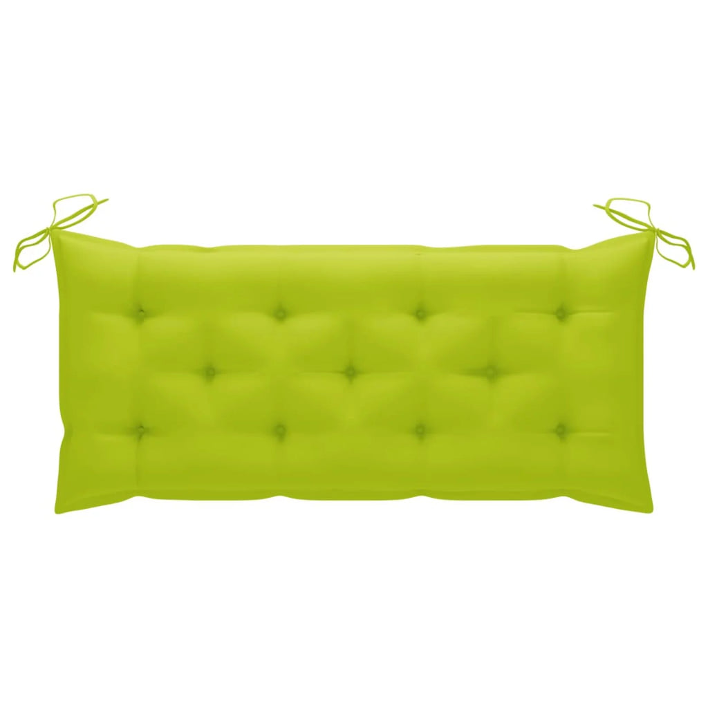 Swing Bench with Bright Green Cushion Solid Teak Wood Y68315