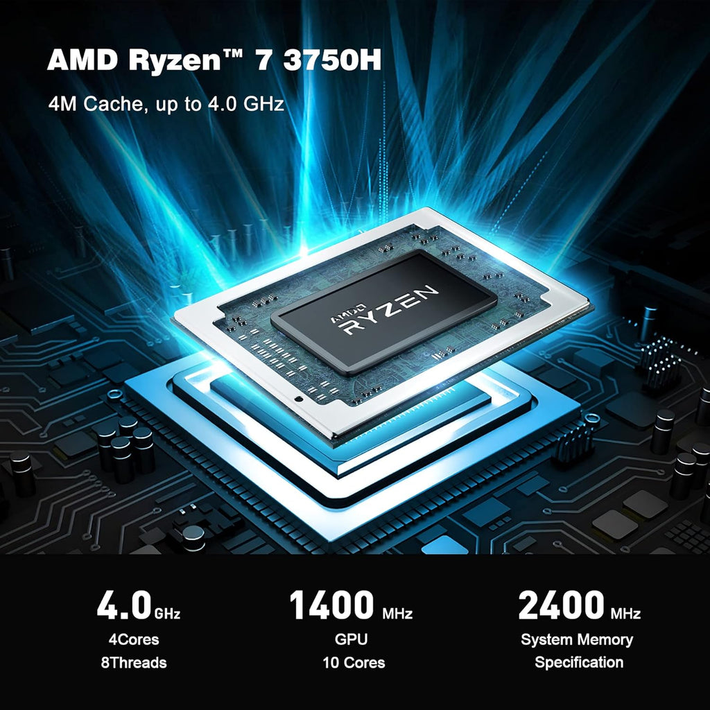 AMD Ryzen 7 3750H 16GB RAM 500GB NVMe M.2 SSD Mini PC, Triple Display, WiFi-5, Windows 11 Pro T84618
