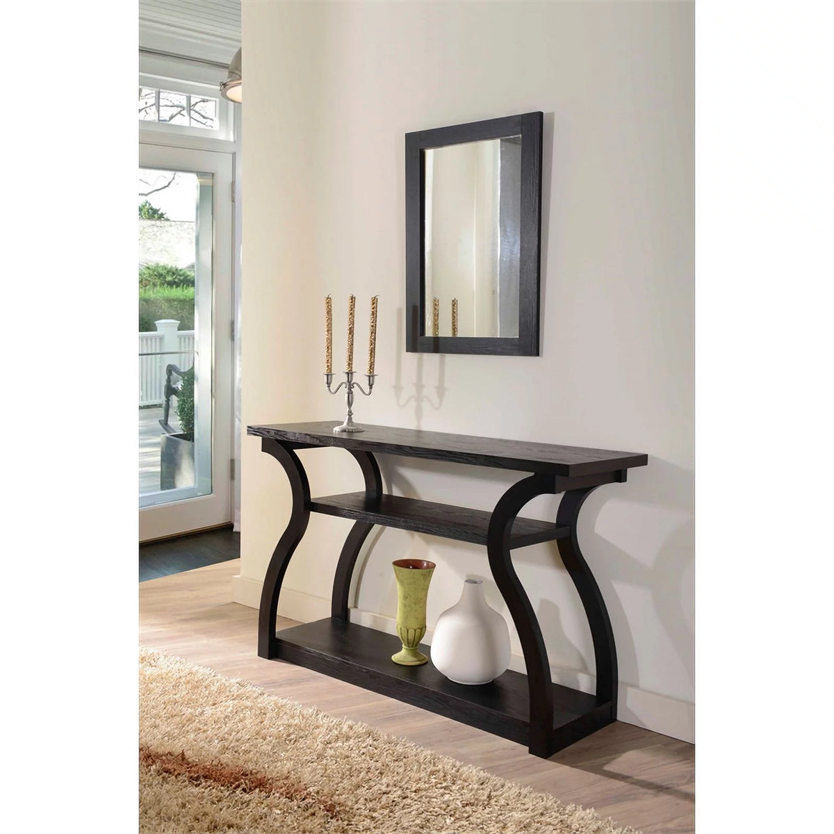 Black MDF and Wood Veneer Console Table C99682