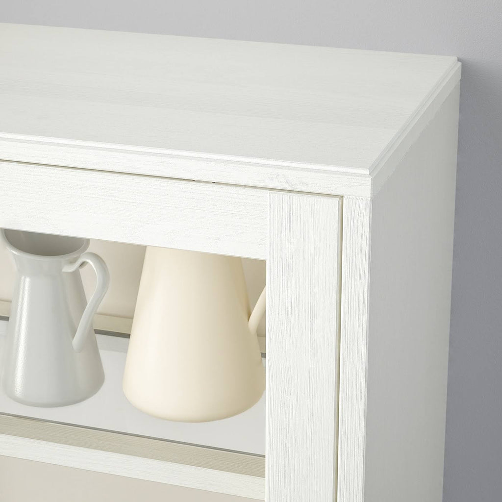 White Clear Glass Glass-Door Cabinet with Base G323