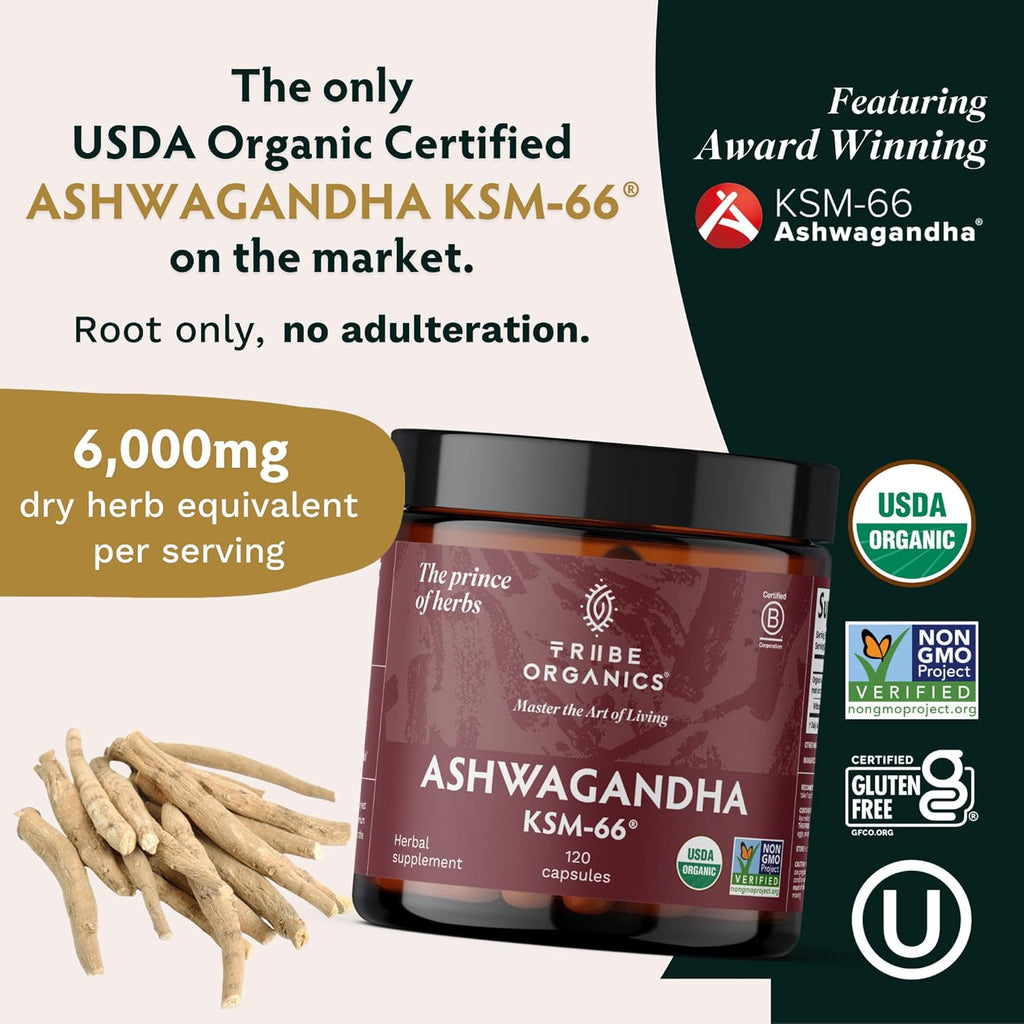 Ashwagandha Organic Root Powder Extract Supplement 600mg 120 Capsules V8652