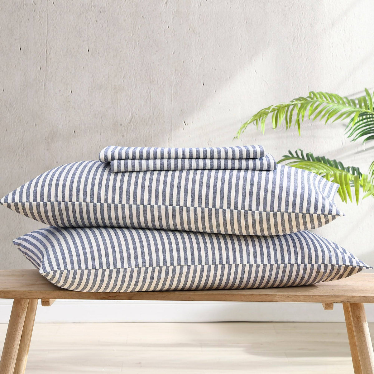 Grey Striped Percale Twin Sheet Set C9770