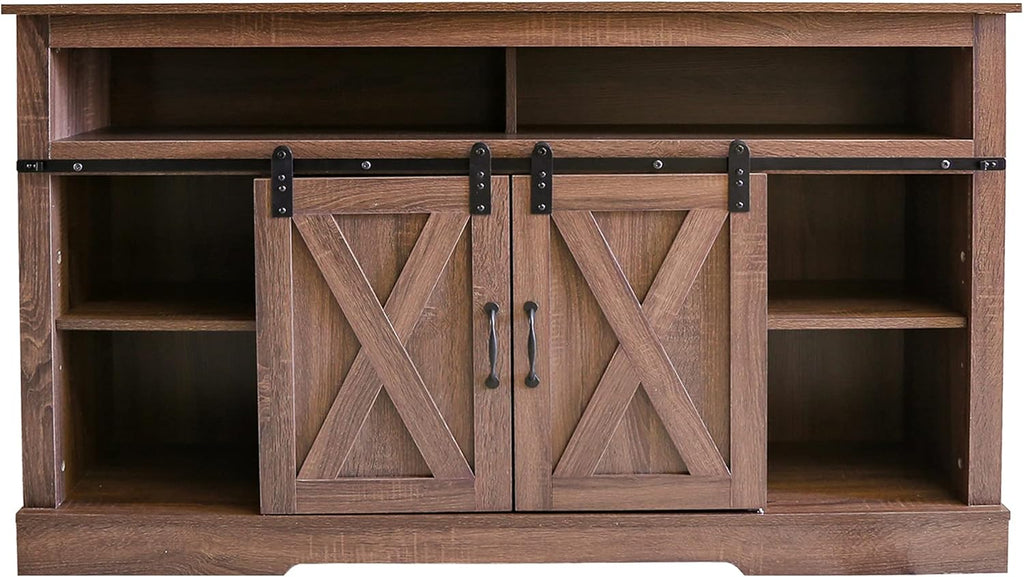 Farmhouse TV Stand for 65 inch TV with Sliding Barn Doors S838