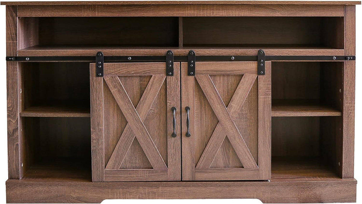 Farmhouse TV Stand for 65 inch TV with Sliding Barn Doors S838