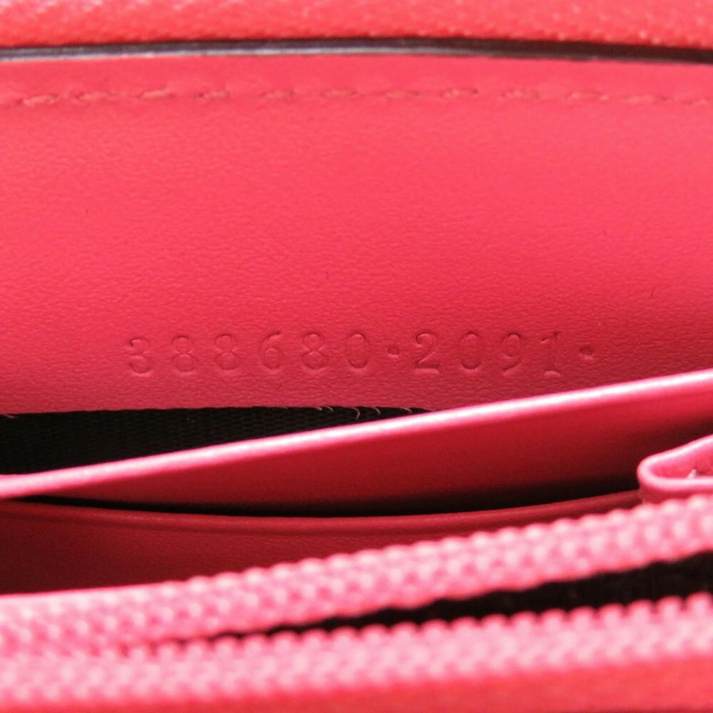 Pre-Owned Pink Leather Round Wallet Purse Z54594