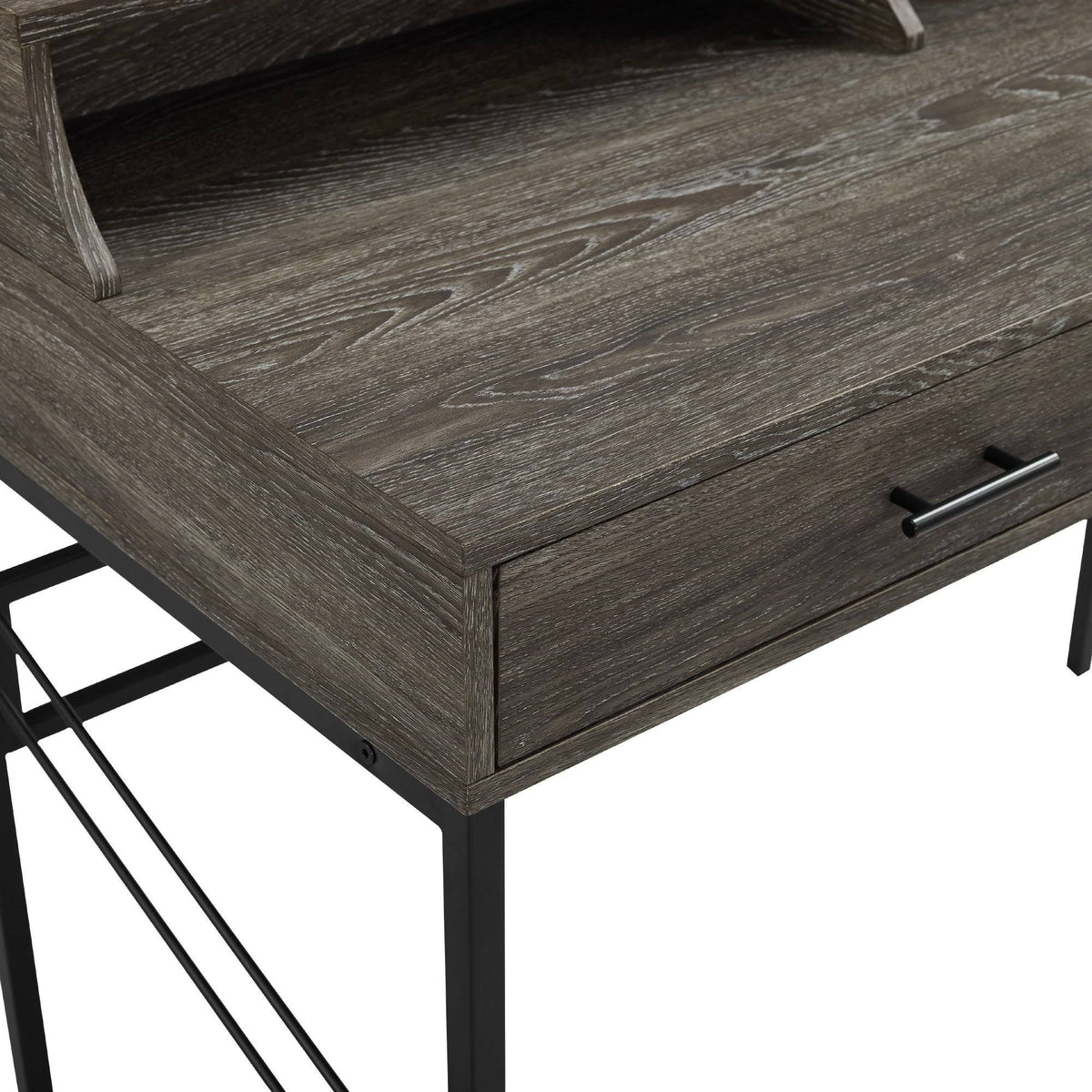 2-Drawer Desk and Hutch - Cerused Ash W19231