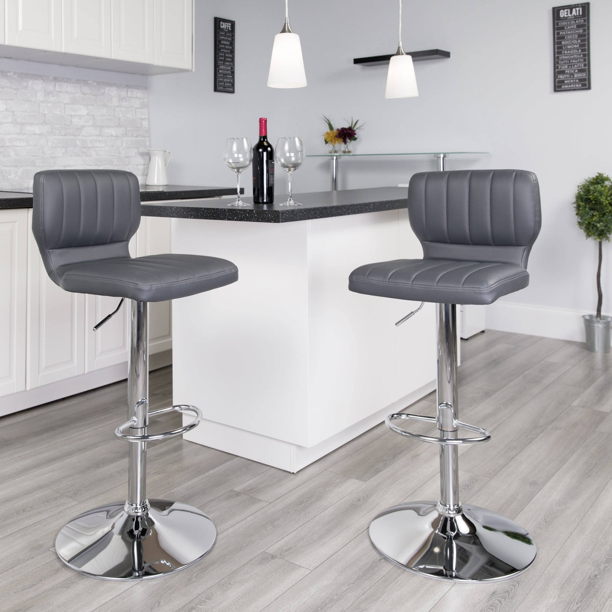 Blue Adjustable Height Barstool with Chrome Base I298