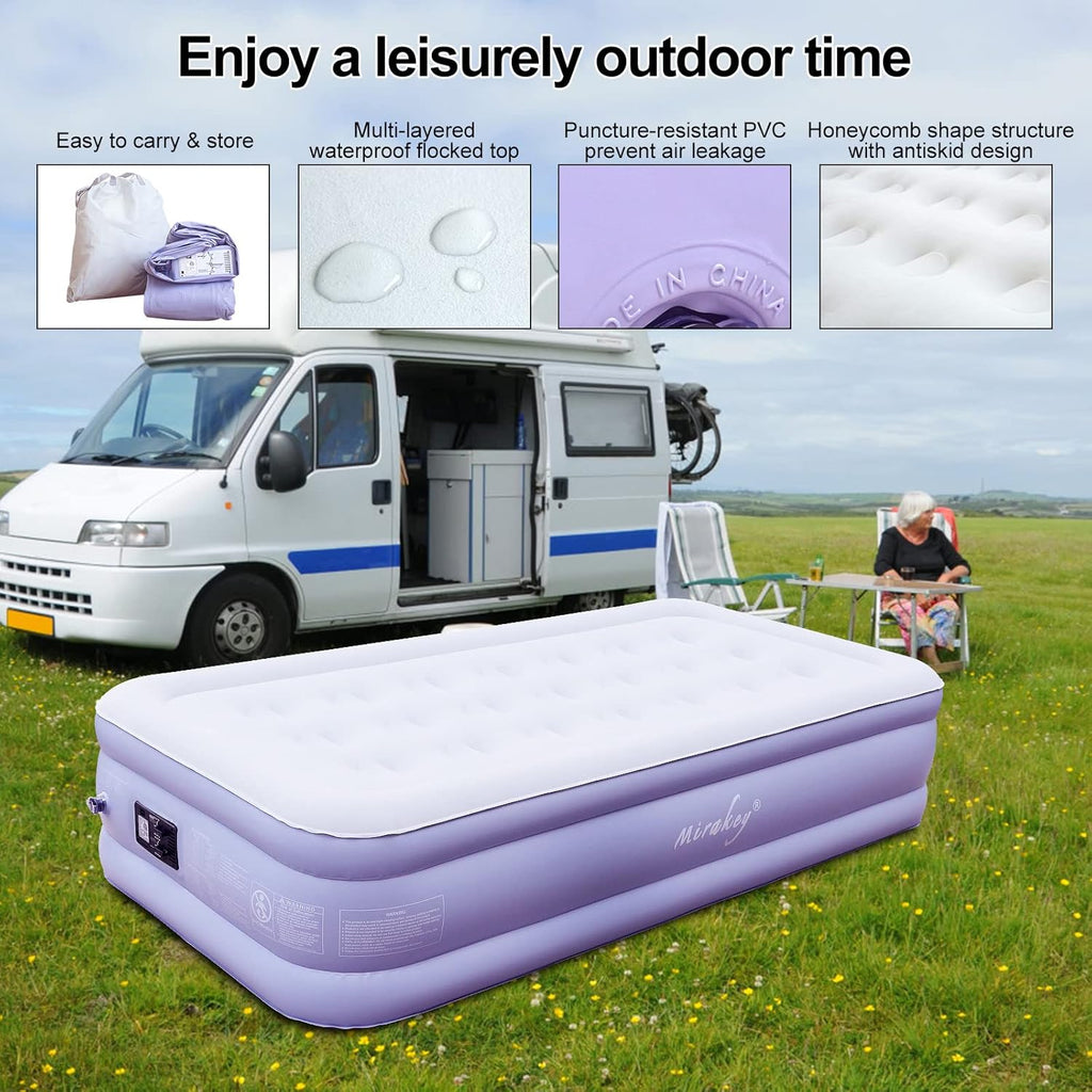 Light Blue Twin Air Mattress with Built in Pump, Pack of 2 O930