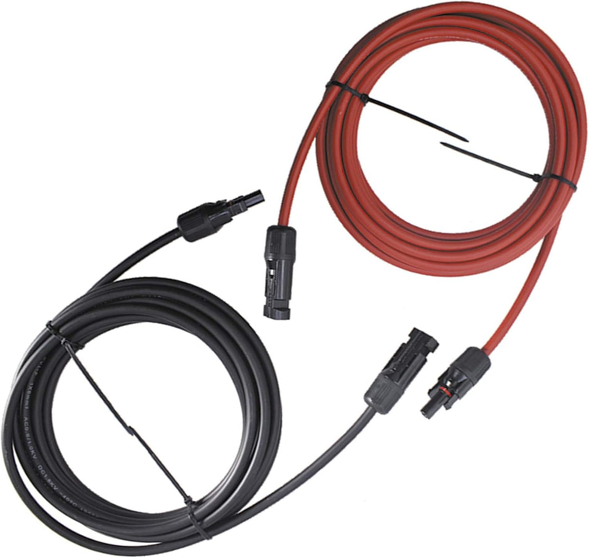 15FT 10AWG Black + Red 10 Gauge Solar Panel Extension Cable with Female and Male Connector, Pack of 2 P320031