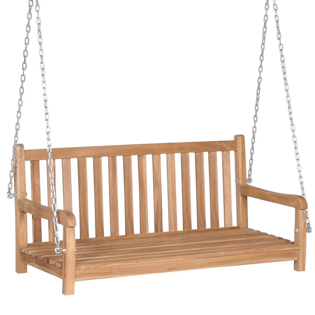 Swing Bench with Bright Green Cushion Solid Teak Wood Y68315
