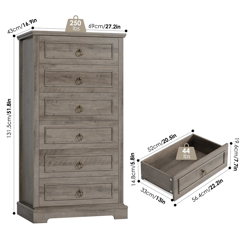 White 6 Drawer Wood Dresser G70973