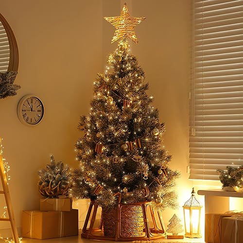 3D Rustic Rattan Christmas Tree Star Topper with 10 Bulbs H832