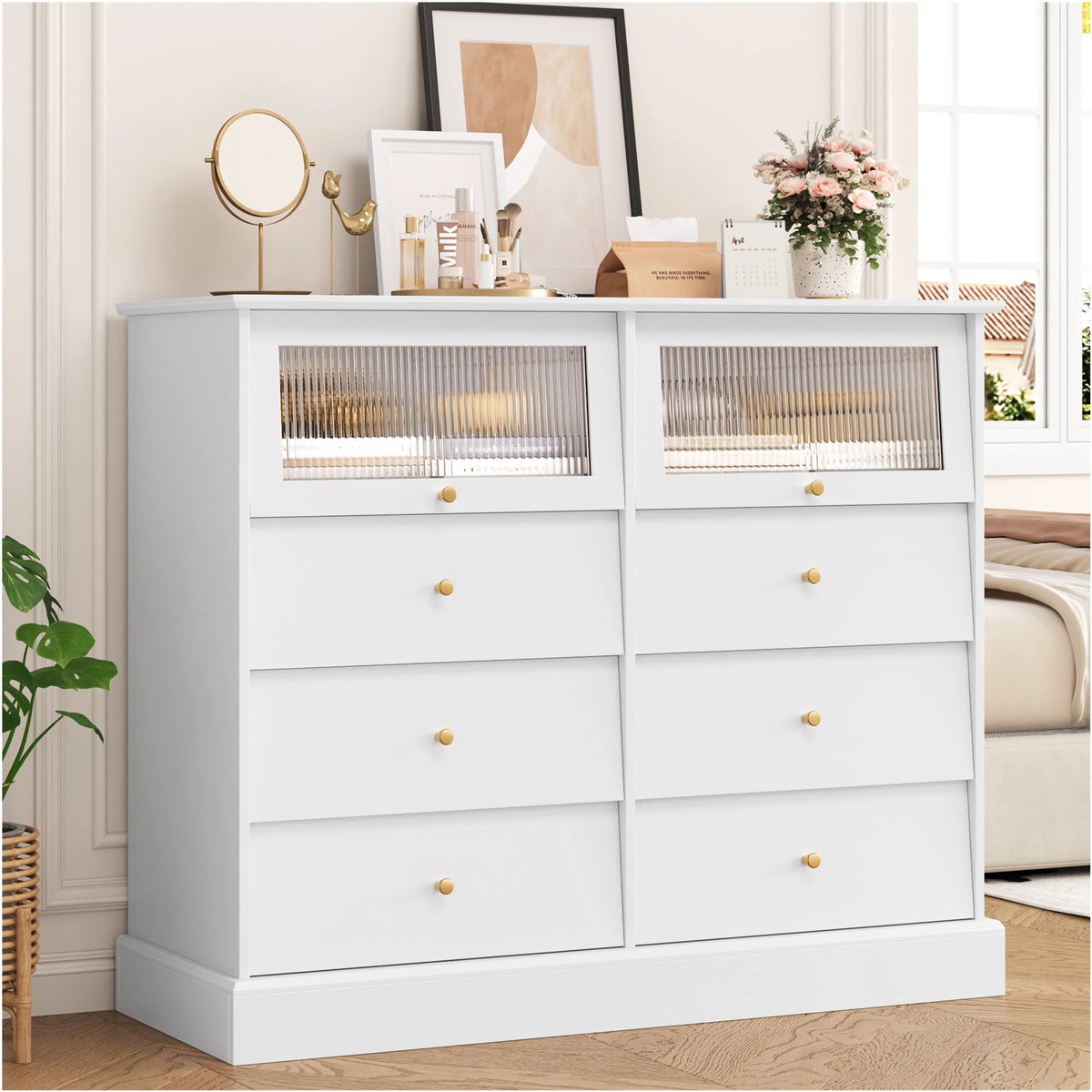 Black 8 Drawer Wood Dresser N3613