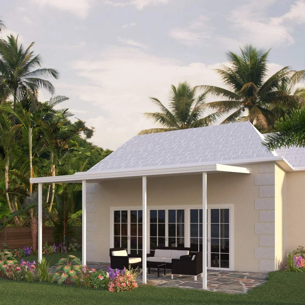 White Aluminum Patio Cover with 4 Posts T4714