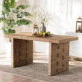 Natural Brown Seagrass and Wood Dining Table L28976