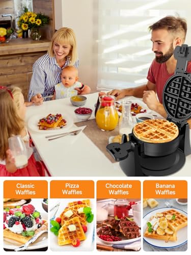 Black 1400W Double Belgian Waffle Iron Nonstick X782