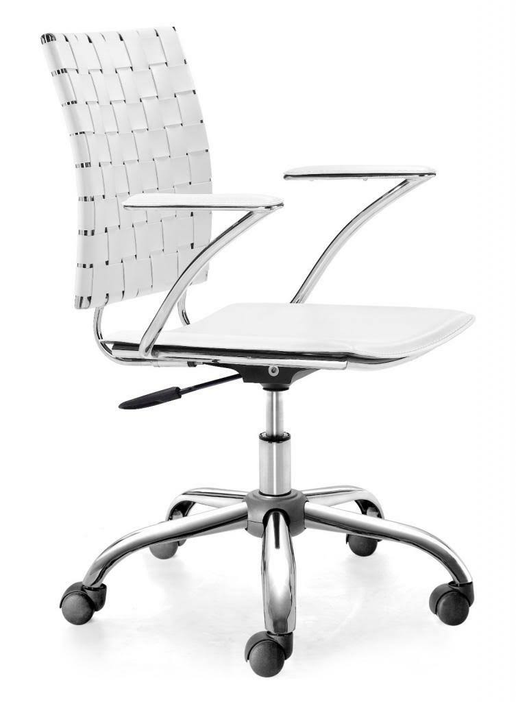 White Leatherette Chrome Steel Office Chair E425