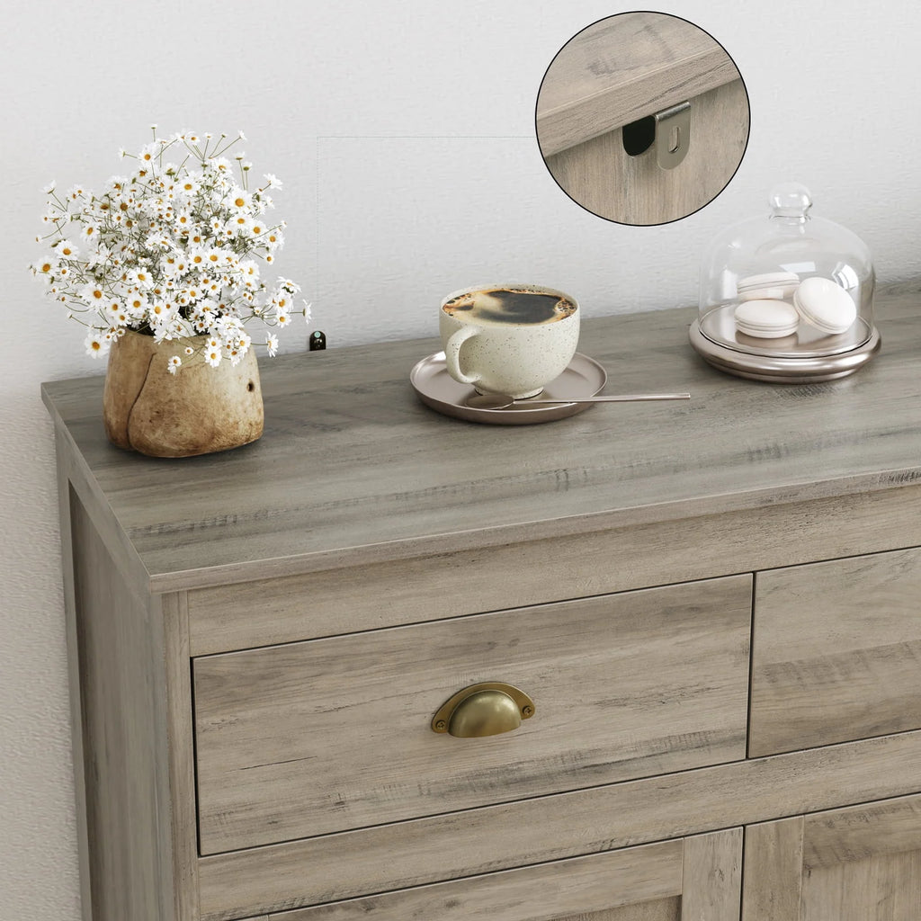 White 3 Drawer 3 Door Sideboard Storage Cabinet B305513