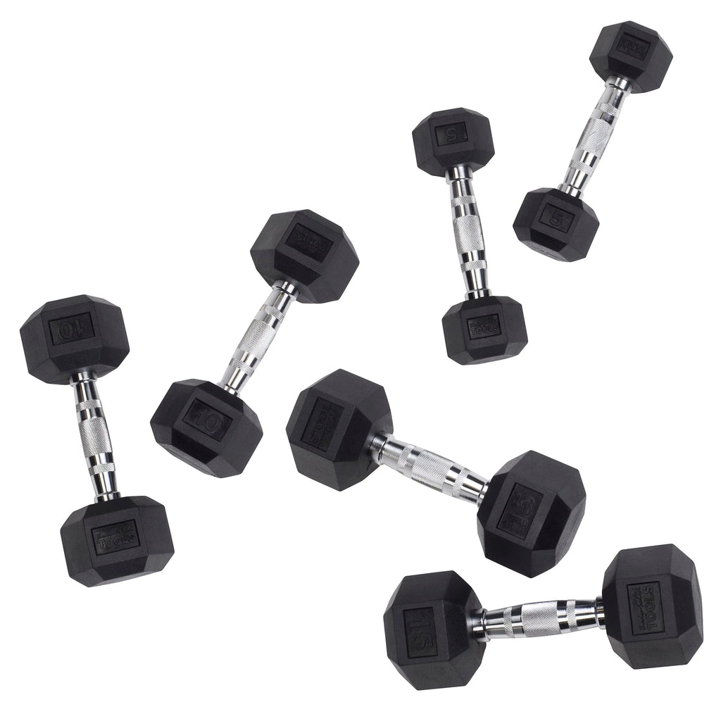 60 lbs. Rubber Hex Dumbbell Set F40238