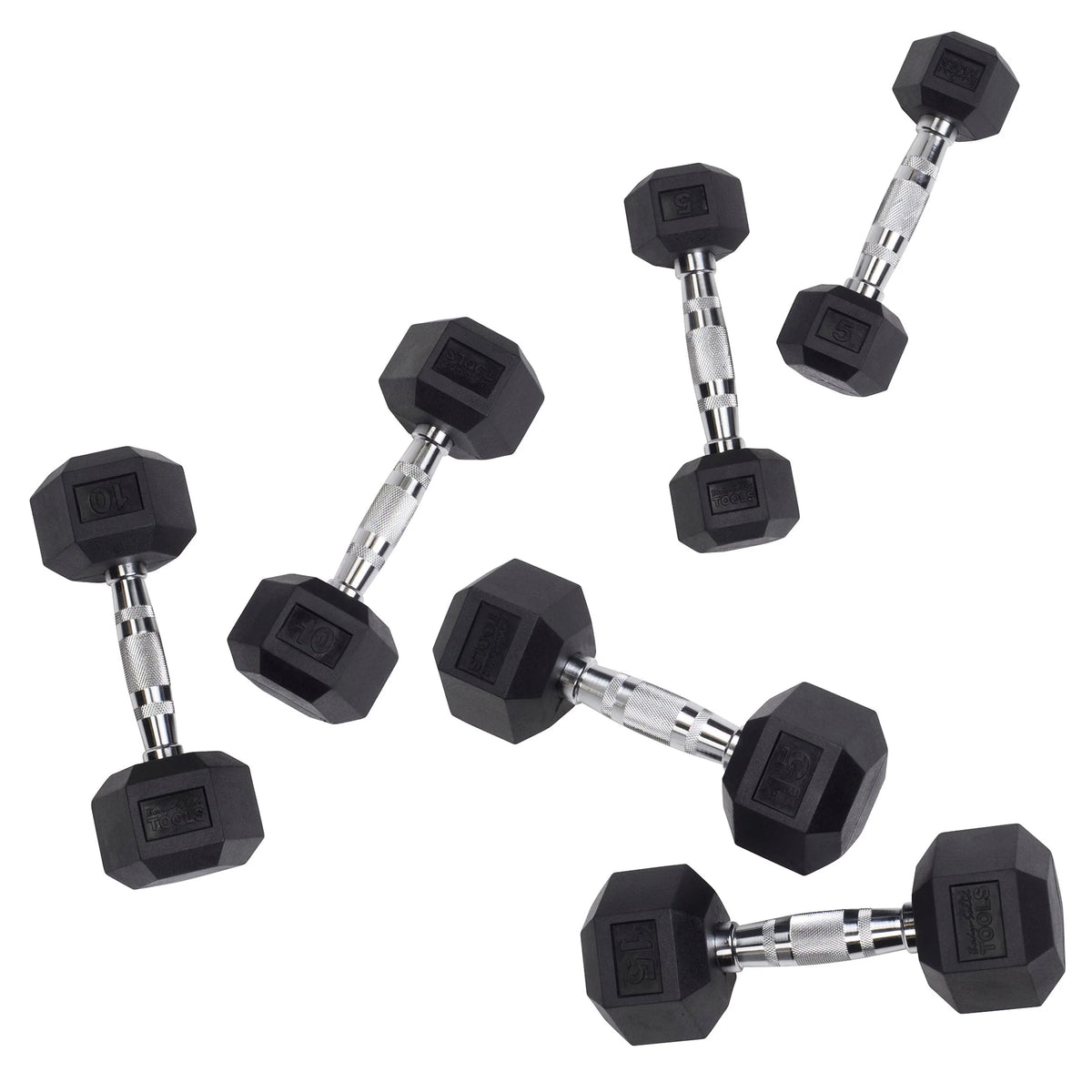 60 lbs. Rubber Hex Dumbbell Set F40238