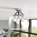 3 - Light 13.5x22 Semi Flush Mount Fixture Black/Satin Nickel F330823
