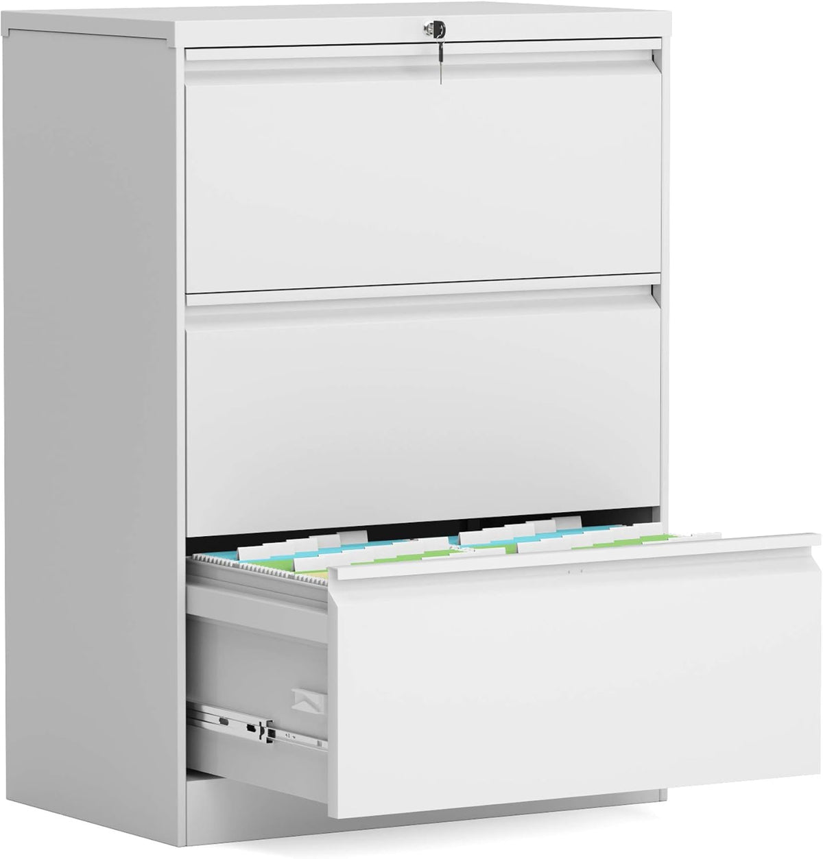 Black Steel Lateral File Cabinet with 3 Lockable Drawers N154024