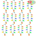 12 Piece Christmas LED Light Up Bulb Necklaces I9400