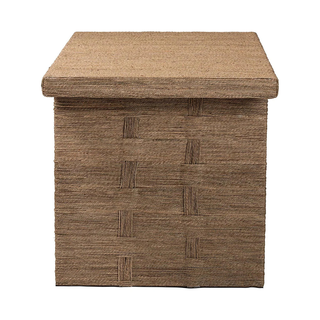 Natural Brown Seagrass and Wood Dining Table L28976
