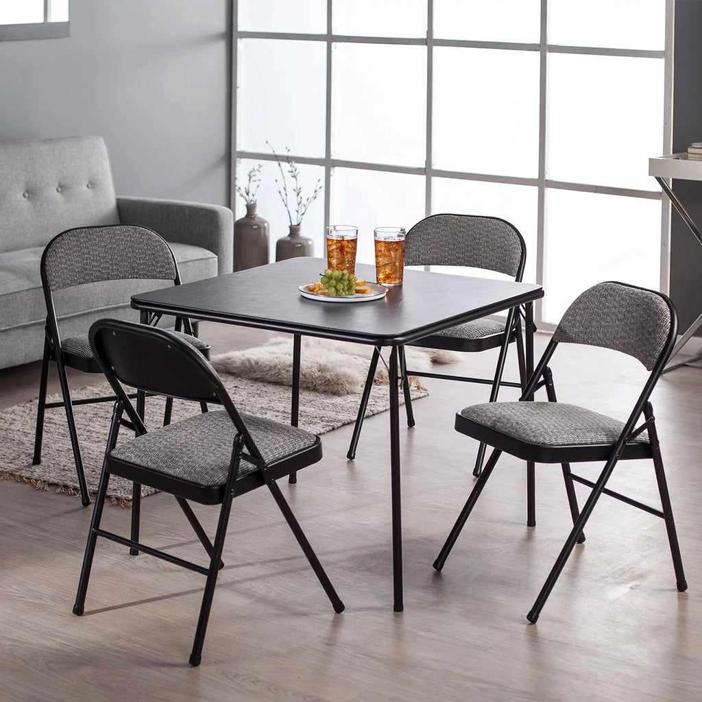 Black Square Metal Folding Dining Card Table D799613