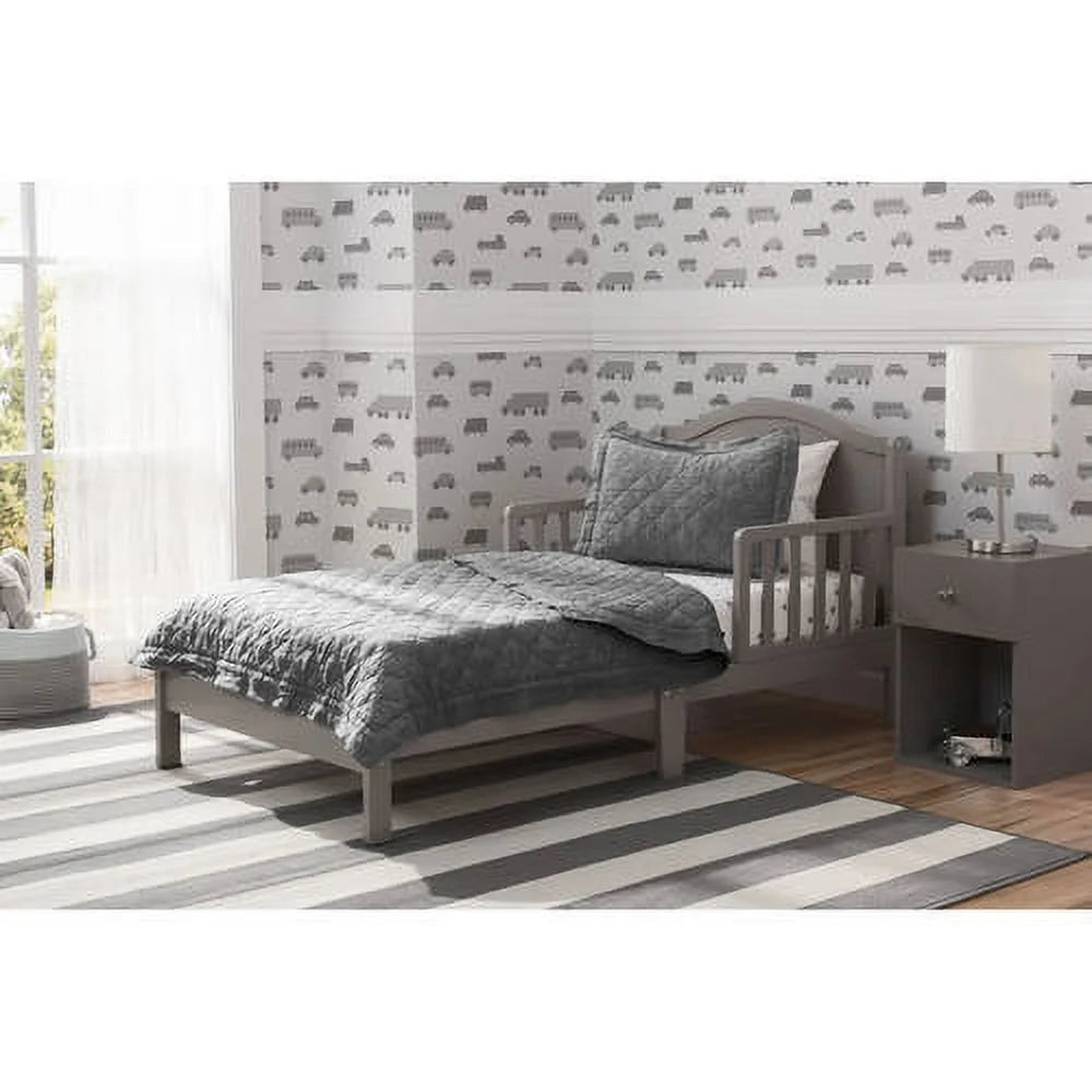 Grey Toddler Bed with Attached Bed Rails F52872